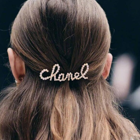 Gold Tone Pearl Rhinestone Hairclip Barrette - Picture 3 of 10